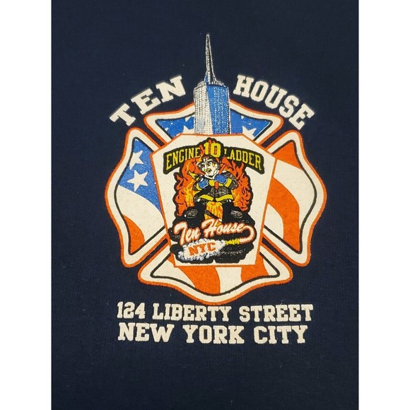 Vtg 9/11 Tribute Hooded Sweatshirt New York City Engine 10 Ladder 10 Mens Sz Med - Picture 6 of 12